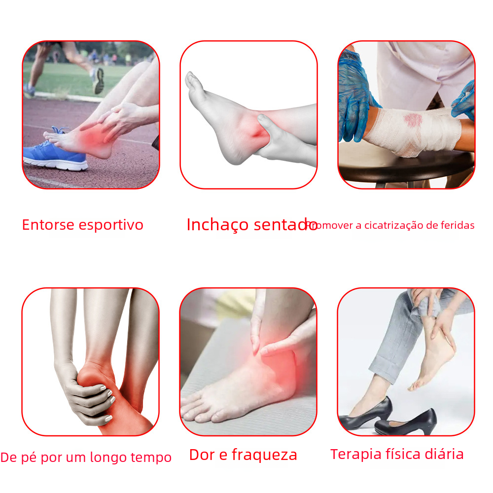 Illustrations of foot issues with text labels in Portuguese
