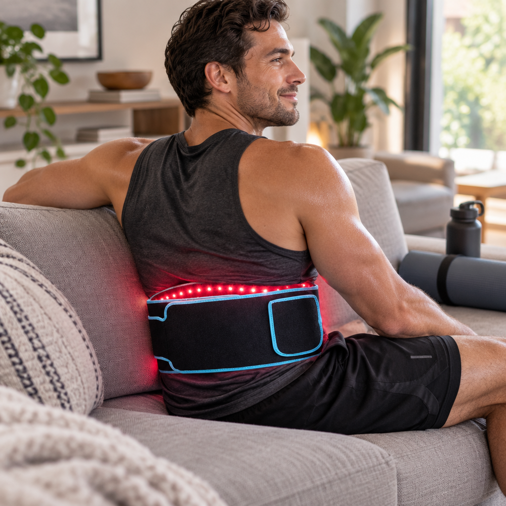 BFH red light therapy belt used after exercise as part of a recovery routine
